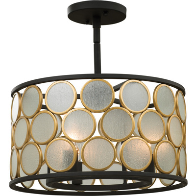 Kalco Corsa 16 Inch Semi Flush in Matte Black w Gold 507940BMG