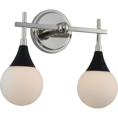 Kalco Bogart 2 Light Bath  in Matte Black w Polished Nickel 508532BPN