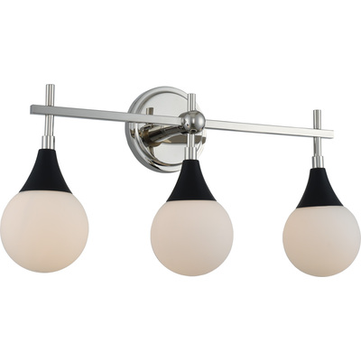 Kalco Bogart 3 Light Bath  in Matte Black w Polished Nickel 508533BPN