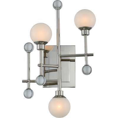 Kalco Mercer 3 Light Wall Sconce in Polished Nickel with White Frosted Interior Globe 508620PN