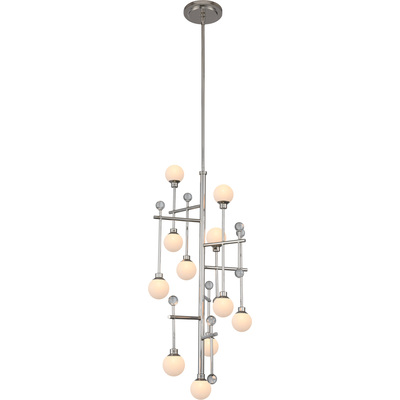 Kalco Mercer 11 Light Foyer in Polished Nickel with White Frosted Interior Globe 508650PN