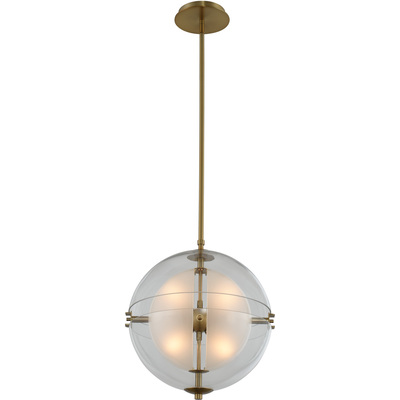 Kalco Sussex 14 Inch Pendant in Winter Brass with Clear Hemisphere Glass 509751WB
