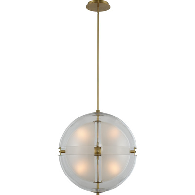 Kalco Sussex 18 Inch Pendant in Winter Brass with Clear Hemisphere Glass 509752WB