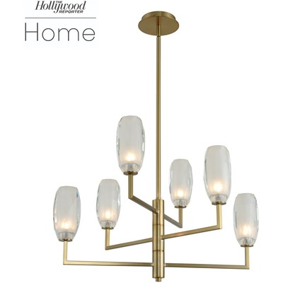 Kalco June 6 Light Chandelier in Winter Brass 511570WB
