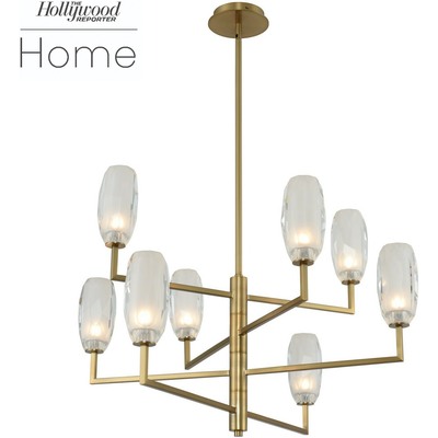 Kalco June 8 Light Chandelier in Winter Brass 511571WB