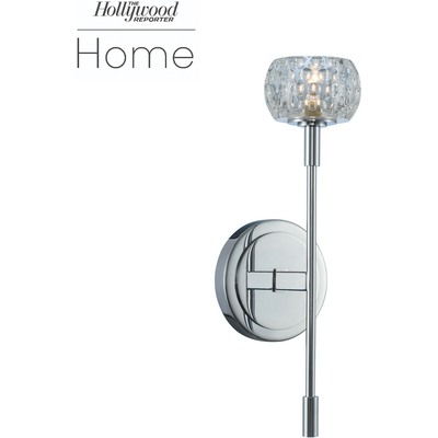 Kalco Mae 1 Light Wall Sconce in Chrome with Dimpled Clear Optic Glass 511621CH