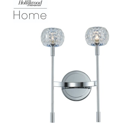 Kalco Mae 2 Light Wall Sconce in Chrome with Dimpled Clear Optic Glass 511622CH