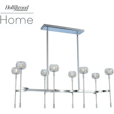 Kalco Mae 8 Light Island in Chrome with Dimpled Clear Optic Glass 511660CH