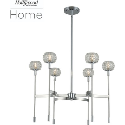 Kalco Mae 6 Light Chandelier in Chrome with Dimpled Clear Optic Glass 511671CH