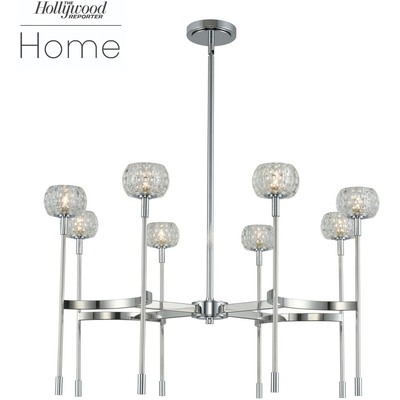 Kalco Mae 8 Light Chandelier in Chrome with Dimpled Clear Optic Glass 511672CH