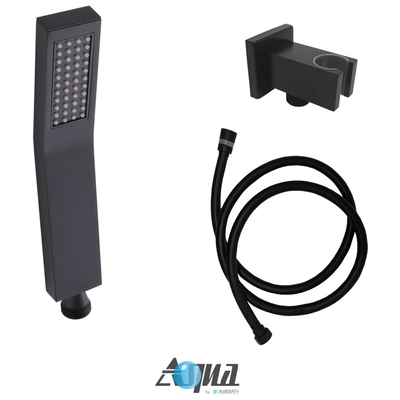 Aqua Piazza By Kubebath Handheld Kit With Handheld, 5' Long Hose And Wall Adapter - Matte Black Finish BK-AHHS1423