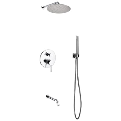KubeBath Shower Systems, Chrome, Rain, CHROME, Handheld,Tub Filler, 0707568643273, R-WR12TFHH3V