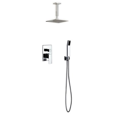 KubeBath Shower Systems, Chrome, Rain, CHROME, Ceiling Mount,Handheld, Complete Vanity Sets, 0707568640999, CR200HH2V