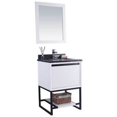 Laviva Alto 24 - White Bathroom Vanity Cabinet With Black Wood Countertop 313SMR-24W-BW