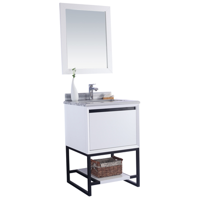 Laviva Alto 24 - White Bathroom Vanity Cabinet With White Stripes Countertop 313SMR-24W-WS