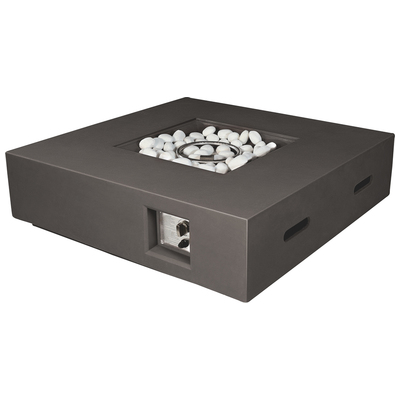 Lexora Brenta Outdoor Square Dark Grey Gas Fire Pit table with Round Steel Burner Kit, Electronic Ignition and Auto Safety Shut-Off LB107042SB00000