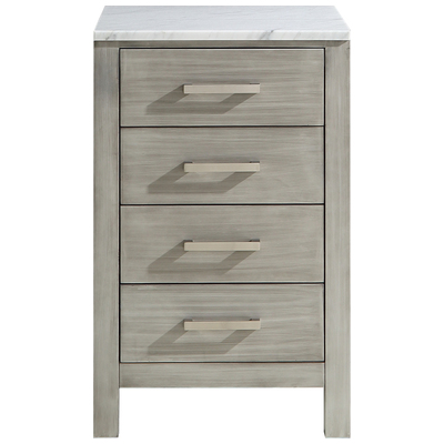 Lexora Jacques 20 inch Distressed Grey Side Cabinet, White Carrara Marble Top LJ322220DDSSCB