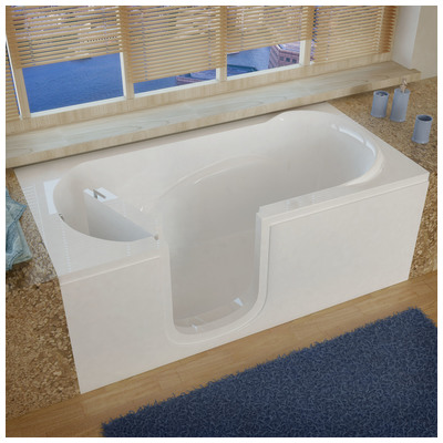Meditub Step-in 30 X 60 Left Drain White Soaking Step-in Bathtub 3060SILWS
