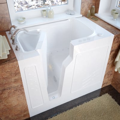 MediTub Walk-In 26 x 46 Left Drain White Air Jetted Walk-In Bathtub, 848308031865, 2646LWA