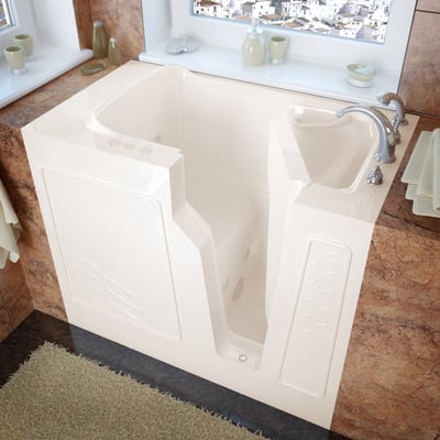 MediTub Walk-In 26 x 46 Right Drain Biscuit Whirlpool Jetted Walk-In Bathtub, 848308031926, 2646RBH