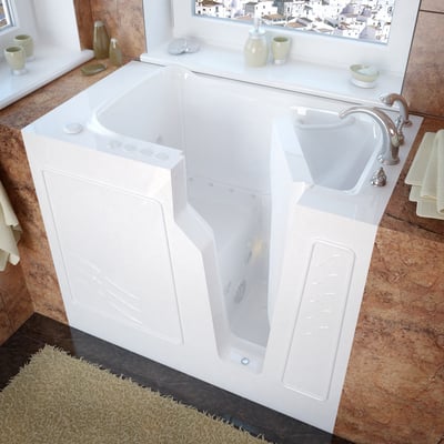 MediTub Walk-In 26 x 46 Right Drain White Whirlpool & Air Jetted Walk-In Bathtub, 848308031957, 2646RWD