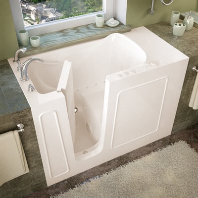 MediTub Walk-In 26 x 53 Left Drain Biscuit Air Jetted Walk-In Bathtub, 848308031988, 2653LBA