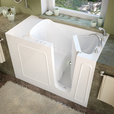 MediTub Walk-In 26 x 53 Right Drain White Air Jetted Walk-In Bathtub, 848308032107, 2653RWA