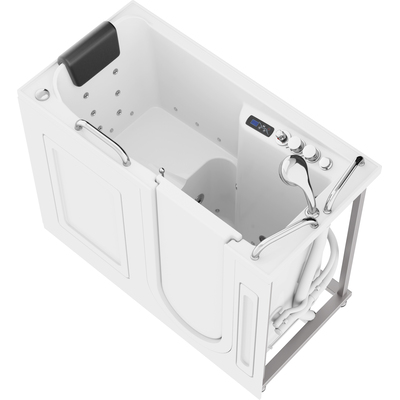 Meditub Right Drain FULLY LOADED Walk-in Bathtub with Air Jets and Whirlpool Massage Jets Hot Tub | Quick Fill Waterfall Tub Filler with 6 Setting Handheld Shower Sprayer | Including Aromatherapy, LED Lights, V-Shaped Back Jets, and Auto Drain | 2753FLWR, 191042072206