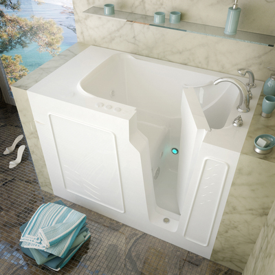 MediTub Walk-In 29 x 52 Right Drain White Whirlpool Jetted Walk-In Bathtub, 848308032398, 2952RWH