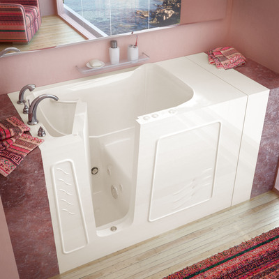 MediTub Walk-In 30 x 53 Left Drain Biscuit Whirlpool Jetted Walk-In Bathtub, 848308032510, 3053LBH