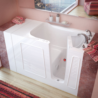 MediTub Walk-In 30 x 53 Right Drain White Whirlpool Jetted Walk-In Bathtub, 848308032633, 3053RWH