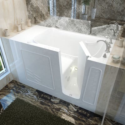 MediTub Walk-In 30 x 60 Right Drain White Whirlpool & Air Jetted Walk-In Bathtub, 848308033029, 3060WIRWD