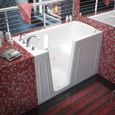 MediTub Walk-In 32 x 60 Left Drain White Soaking Walk-In Bathtub, 848308033234, 3260LWS