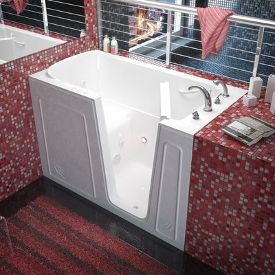 MediTub Walk-In 32 x 60 Right Drain White Whirlpool Jetted Walk-In Bathtub, 848308033302, 3260RWH