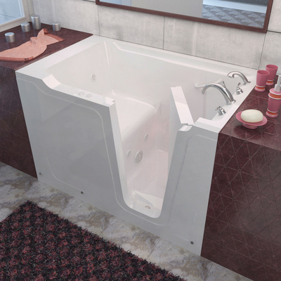 MediTub Walk-In 36 x 60 Right Drain White Whirlpool Jetted Walk-In Bathtub, 848308033388, 3660RWH