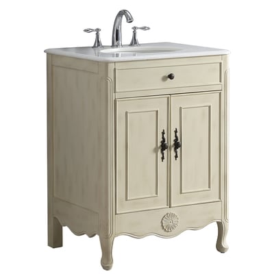 Modetti Bathroom Vanities, Single Sink Vanities, 30-40, White, Traditional, 852913008334, MOD081WP-26