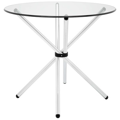 Modway Furniture Dining Room Tables, Chrome,Clear,GLASS, Complete Vanity Sets, Bar and Dining Tables, 848387012472, EEI-1074-CLR,Standard (28-33 in)