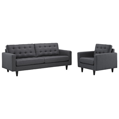 Modway Furniture EEI-1313-DOR Empress Armchair And Sofa Set Of 2 In Gray