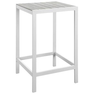 Modway Furniture EEI-1511-WHI-LGR Maine Outdoor Patio Bar Table In White Light Gray