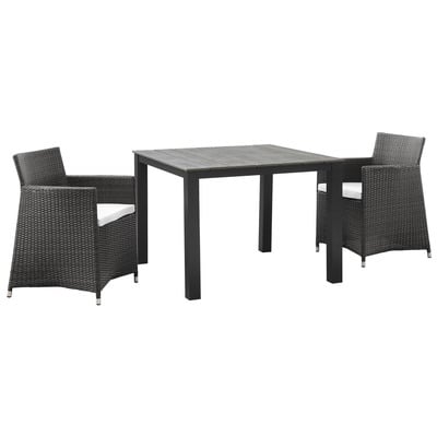 Modway Furniture EEI-1742-BRN-WHI-SET Junction 3 Piece Outdoor Patio Wicker Dining Set In Brown White