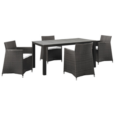 Modway Furniture EEI-1746-BRN-WHI-SET Junction 5 Piece Outdoor Patio Dining Set In Brown White