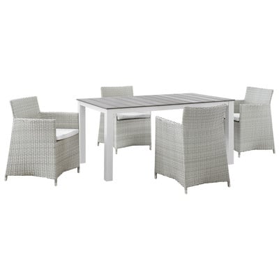 Modway Furniture EEI-1746-GRY-WHI-SET Junction 5 Piece Outdoor Patio Dining Set In Gray White