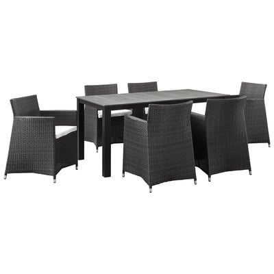 Modway Furniture EEI-1748-BRN-WHI-SET Junction 7 Piece Outdoor Patio Dining Set In Brown White