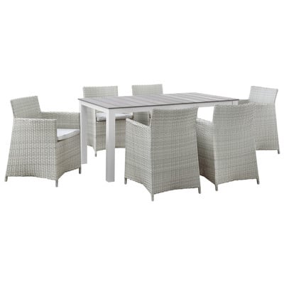 Modway Furniture EEI-1748-GRY-WHI-SET Junction 7 Piece Outdoor Patio Dining Set In Gray White