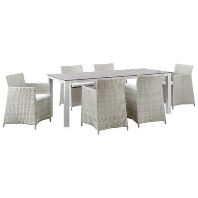 Modway Furniture EEI-1750-GRY-WHI-SET Junction 7 Piece Outdoor Patio Dining Set In Gray White