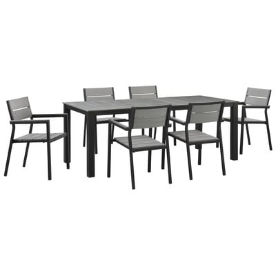 Modway Furniture EEI-1751-BRN-GRY-SET Maine 7 Piece Outdoor Patio Dining Set In Brown Gray