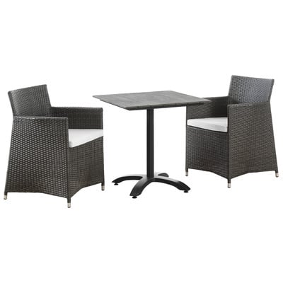 Modway Furniture EEI-1758-BRN-WHI-SET Junction 3 Piece Outdoor Patio Dining Set In Brown White