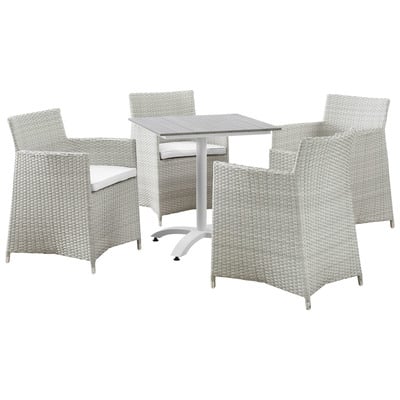 Modway Furniture EEI-1760-GRY-WHI-SET Junction 5 Piece Outdoor Patio Dining Set In Gray White