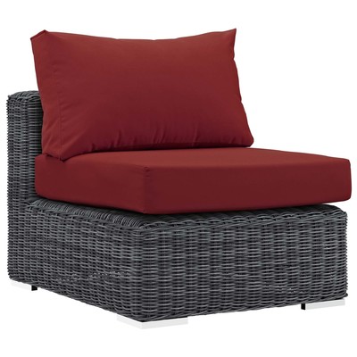 Modway Furniture Outdoor Sofas and Sectionals, Red,Burgundy,ruby, Sectional,Sofa, Canvas,Red, Sofa Sectionals, 889654119104, EEI-1868-GRY-RED