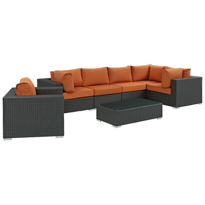 Modway Furniture Outdoor Sofas and Sectionals, Sectional,Sofa, Canvas, Complete Vanity Sets, Sofa Sectionals, 889654025856, EEI-1878-CHC-TUS-SET